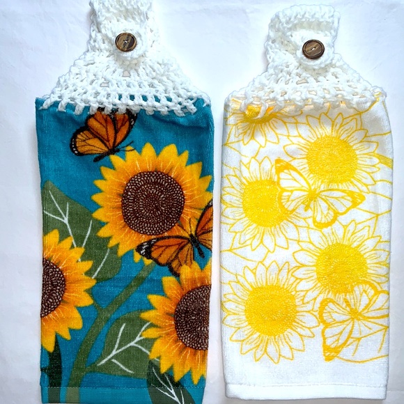 Hand Crafted Other - Hand Crafted Crochet Top Butterfly Hanging Kitchen Dish or Bathroom Hand Towels